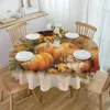 Bordduk Autumn Pumpkin Squirrel Sunflower Round Tracloth Waterproof Wedding Party Cover Holiday Dining