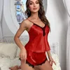 Vêtements de nuit pour femmes col en v Sexy été mince 2 pièces costume Pijamas intime salon vêtements de nuit dentelle doux pyjamas confort maison vêtements