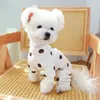 Dog Apparel Stylish Pajamas Cute Banana Pattern Jumpsuit For Small Dogs With Traction Buckle Polka Dot Design