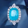 Collier boucles d'oreilles ensemble EYIKA luxe couleur argent femme fête mariage bijoux de mariée brésilien Paraiba Tourmaline bleu Fusion pierre anneau