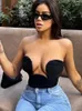 Vrouwen Tanks Camis Sanche Off Shoulder Sexy Corset Crop Top Vrouwen Bustiers Zwart Hol Korte Slanke Zomer Tube Tank Casual Party Clubwear 230715