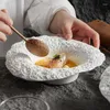 Bols Rock Chapeau De Paille À Motifs Bol À Soupe Plats À Pâtes Assiette À Salade En Céramique Ménage Champignons Assiettes Premium Blanc