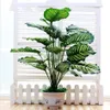 Decorative Flowers & Wreaths 65cm 18 Fork Tropical Monstera Large Artificial Tree Bonsai Plastic Plants Potted Fake Palm Leafs For282B