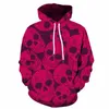 Hommes Hoodies 3d Crâne Sweats Hommes Rose Rouge À Capuche Imprimer Squelette Imprimé Hip Hop Sweat À Capuche Anime Hommes Vêtements Drôle D'hiver