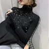 Women's Sweaters Autumn Winter Turtleneck Women Sparkling Diamond Tops Slim Fit Pullover Knitted Sweater Jumpers Thick Warm Pull
