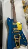 Custom 6199 Billy Bo Jupiter Blue Thunderbird Electric Guitar Black Body Binding Bigs Tremolo Bridge Gold Hardware Sparkle Gold Pickugard