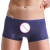 Underbyxor Mens Ice Silk Boxers Transparent tunt låg midja mesh Intim underkläder sommar sexig andningsbar pantis boxare manlig sportbontar