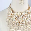 Подвесные ожерелья Retro Pearl Multilayer Choker Tassel Chee Countrace Женщины преувеличенные ключицы