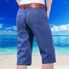 Jeans da uomo Pantaloncini di jeans elasticizzati sottili estivi Pantaloni dritti larghi Pantaloni corti casual da lavoro Calzoni traspiranti freschi