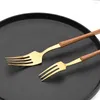 Flatware Sets Stainless Steel Set 4/8/16/24/32 Pcs Wooden Handle Cutlery Western Knife Fork Spoon Tableware Kitchen Dinnerware