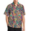 Camicie casual da uomo Camicia ampia con stampa Paisley retrò Camicette oversize a maniche corte con grafica hawaiana floreale colorata da spiaggia