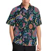 Camicie casual da uomo Camicia ampia con stampa Paisley retrò Camicette oversize a maniche corte con grafica hawaiana floreale colorata da spiaggia