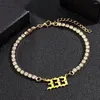 Anklets Women Men 111 To 999 Number Stainless Steel Anklet Gold Silver Color Crystal Tennis Chain Ankle Bracelet Fashion Hip Hop Jewelry