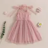 Robes fille enfants filles robe couleur unie sans manches cravate bandoulière couches Tulle Cami été vêtements décontractés princesse