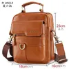 Briefcases Mens Leather Messenger Bag For Male Business Satchels Multi-Pocket Shoulder Genuine Crossbody Packs Cell Phone Pouch