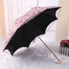 Regenschirme Ultraleichter Doppelschicht-Sonnenschirm, Spitzenschutz, UV-weiblich, schwarzer Kleber, zweifach gefaltet