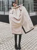 여성 트렌치 코트 겨울 여성 무릎 위의 중간 길이 따뜻한 코트 벨트 허리 모피 칼라 두꺼운 카라멜 여성 바람막이가있는 얇은 면화