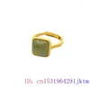 Cluster Rings Green Jade Women Designer Argento 925 Amuleti di lusso Regalo Anello regolabile Scolpito Gioielli in pietra Accessori naturali