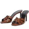 Sandalo da donna di marca di lusso Pantofola scarpe da spiaggia all'aperto sandali omaggio Sandali in pelle di vitello Nu Pieds tacco alto nudo nero 35-42