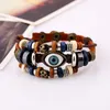 Pulsera de ojo malvado de estilo nacional, pulseras de cuero con cuentas Vintage bohemias para hombres y mujeres, regalos ajustables