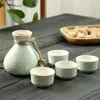 Bicchieri da vino Tessitura creativa Set di lusso da 5 pezzi Dispenser in ceramica Caraffa per frutta gialla Liquore Bicchiere per spirito Sake giapponese