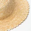 Wide Brim Hats X252 Summer Straw Sun Hat Pattern Wavy Flat-top Outdoor Shading Beach Cap