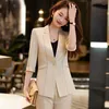 Calças femininas de duas peças, uniforme formal, design elegante, roupas de trabalho de negócios, ternos e jaquetas, conjunto de calças profissionais