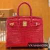 Luxurys handväska Platinum läder helt hand sömnad lås påse 30 bärbar stor påse högglans inverterad vikkrokodil lyx kvinnors väska