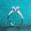 Wedding Rings Smyoue White Gold Plated Rings for Women Shiny Wedding Solitaire Diamond Promise Band 925 Sterling Silver Jewelry 230715