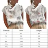 Women's Blouses Women Flower Printed Blouse Fashion Short Sleeve Elegant Imitation Cotton Linen Design Shirt Lady Summer Casual Chic Tunic