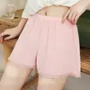 Frauen Shorts Eis Seide Spitze Frauen Sommer Schwarz Weiß Für Mädchen Damen Kurze Strand Elastische Taille Plus Größe Sexy sicherheit Hosen