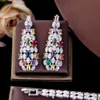 Wedding Jewelry Sets CWWZircons Heavy Cubic Zircon Stone Work Multicolor Big Necklace Arabic Dubai Bridal Set Luxury Accessories T666 230717