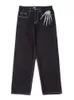 Men's Jeans FEWQ Dark Style Y2k Bone Embroidery Male Denim Pant Straight Trousers Streetwear Hip Hop 2023 Spring Tide 24A913
