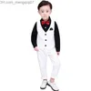 Clothing Sets Boys' Burgundy Short Vest Set Slim Fit Ring Bearing Set Boys' Brand Official Classic Clothing Wedding Birthday Party Gift Z230717