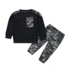 Ensembles de vêtements Adolescent Enfants Vêtements Bébé Garçons Costume Lettre Survêtement Camouflage Tops Pantalon 2 PCS Enfants Garçon Tenues D'hiver Ensemble Roupa Infantil