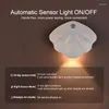 Luzes noturnas LED Shell Sensor de movimento Base magnética recarregável USB Parede Lâmpada escurecimento portátil Armário Casa Quarto