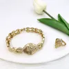 Ensembles de bijoux de mariage élégant italien plaqué or 18 carats femmes Vintage Rose fleur collier boucles d'oreilles bague Bracelet ensemble 2023 à la mode 230717