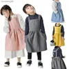Dzieci japońskie bawełniane lniane fartuch fartuch kuchnia pieczenie mundury boczne kieszeń chłopcy dziewczyn