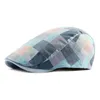 Sboy Hats Spring Summer Color Plaid Sboy Caps Men Cotton Flat Peaked Cap Women Painter Basker 12 230717