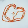 Halsbandörhängen Set 3 Beat 6mm Natural Orange Coral/Barock Pearl. Classic Ladies Party Halsband/örhängen. Smycken