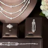 Hochzeit Schmuck Sets HIBRIDE Drei Schichten Luxus Indische Für Frauen Verlobung Party Kubischen Zirkon Kristall Dubai Braut Set N 793 230717