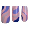 Falska naglar 24st blå vågor flickor fransk stil lång press på gelé gel färdig nagelbit bärbar EIG88