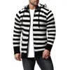 Pulls pour hommes rayé couleur assortie décontracté pull tricoté à capuche Cardigan veste 2023 automne et hiver