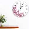 Настенные часы цветочные персиковые лепестки ветвь розовый декоративный круглый дизайн.