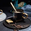 Cups Saucers 220ML Ceramic Coffee Cup European Small Luxury Single With Spoon Dish Elegant Simple Mug Nordic Ins