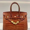 Luxurys in pelle Platinum borsetta in Platinum Modello di coccodrillo di fascia alta francese Borsa reale Crocodile Borsa da donna Campione ad alta capacità con una spalla inclinata