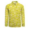 Men's Casual Shirts Retro Mod Shirt Man Flowers Yellow Print Spring Funny Custom Blouses Long Sleeve Cool Oversized Birthday Present