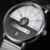 Wristwatches Star Moon Concept Black White Men Watch Calendar Half Roulette Time Display Fashion Quartz Clock Relogio Masculino Boy Gift