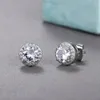 Stud Trendy 925 Sterling Silver Diamond Earring Party Wedding Crystal Earrings for Women Men Charm Engagement Smyckespresent