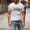 남자 티셔츠 구축 브랜드 남성 티셔츠 라운드 넥 DIY 기본 두꺼운 네크 라인 셔츠 사용자 정의 디자인 25 색 플러스 크기 S-5XL 230715